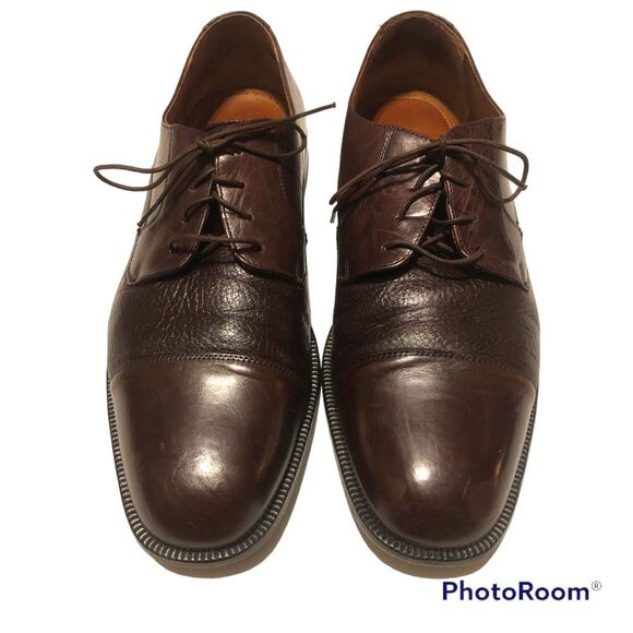 BOSTONIAN Size 11.5M Florentine Marco Leather Toe Caps Oxfords Burgundy - Picture 1 of 16